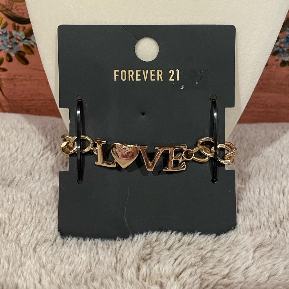 (3/$30) Gold LOVE Bracelet by Forever 21